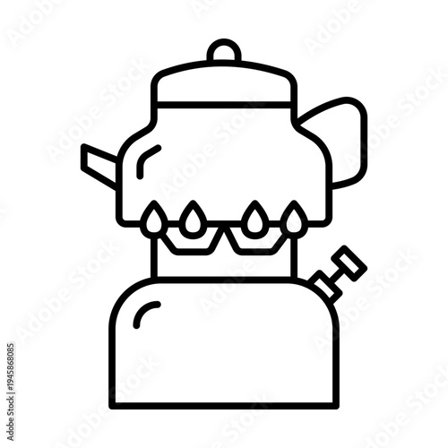 camping kettle line icon