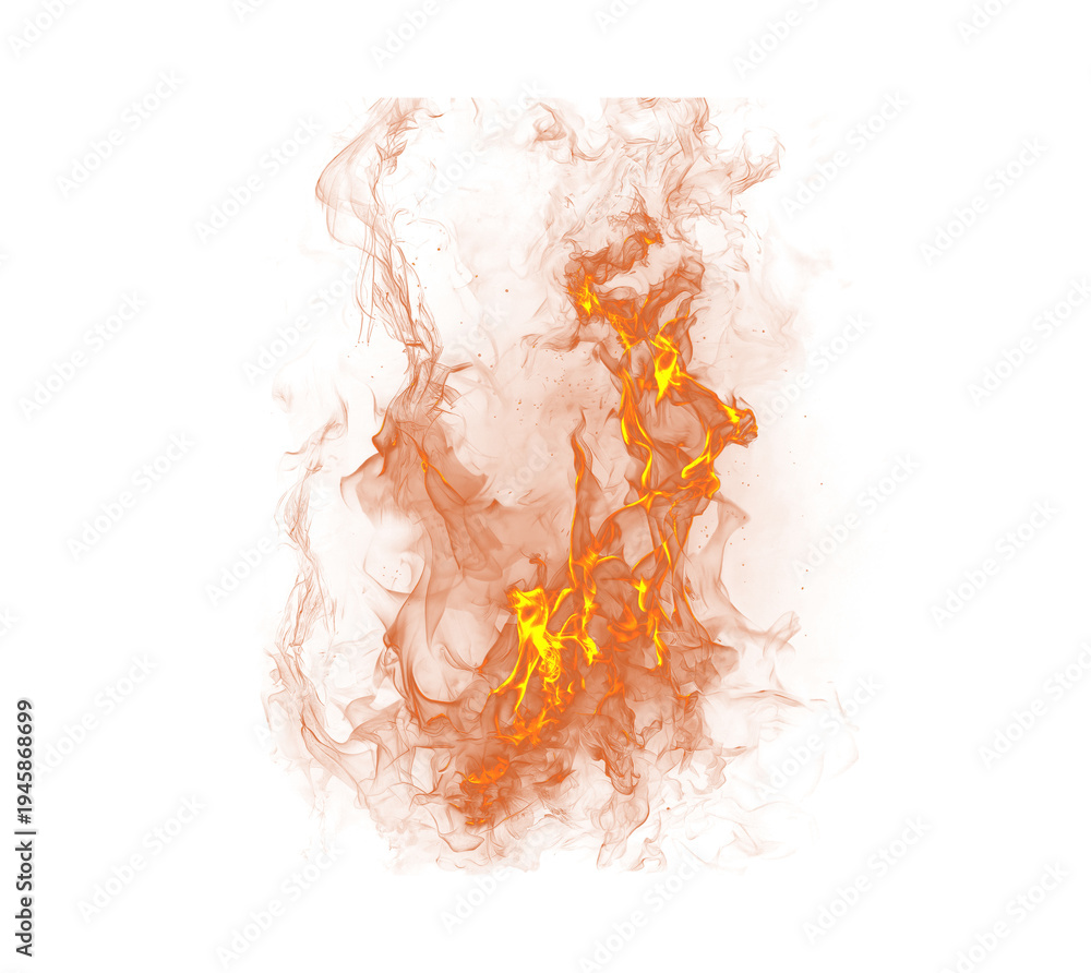Fototapeta premium Vibrant fire flames burning intensely in darkness fiery blazing embers