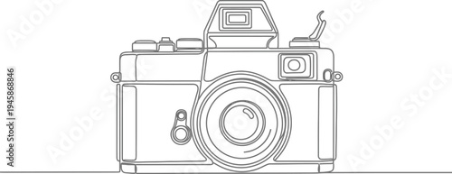 Vintage film camera with analog controls and classic design elements isolated on white background, Vector