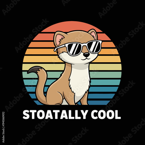 Cartoon stoat wearing sunglasses relaxed.