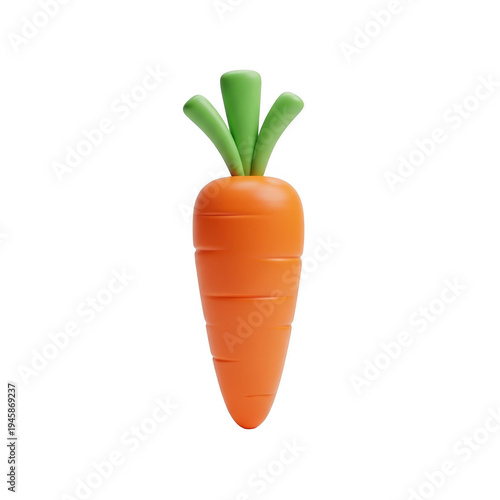 3D rendered carrot with green leaves isolated on transparent background