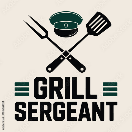 Military Grill Sergeant BBQ Master Dad Cooking Outdoor Gift T Shirt Design