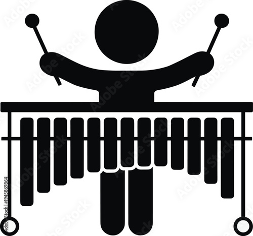 xylophone, musician, percussion, instrument, music, player, performance, band, orchestra, rhythm, silhouette, icon, vector, illustration, entertainment, concert, sound, musical, design, symbol