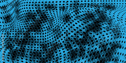 Abstract monochrome yellow black halftone pattern. Pixel art. Vector illustration with dots. Modern polka dots background