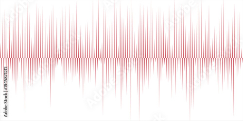red audio spectrum background, dotted soundwave equalizer pattern, glowing digital music signal lines.