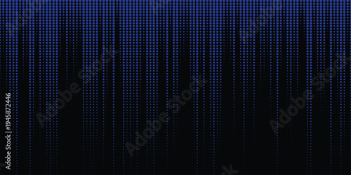 Creative blue soundwave equalizer pattern, vertical dotted signal bars on dark background, digital music visualization pattern. vector illustration art
