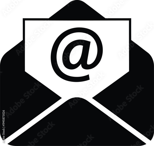 Vector email icon with at symbol