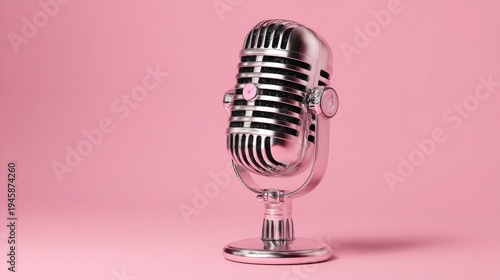 microphone podcast business on a pink isolated background