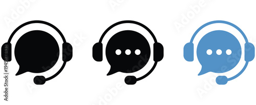Customer support icon set, featuring assistance and technical support symbols, including call center, hotline, and service illustrations, ideal for apps, websites, and business service graphics