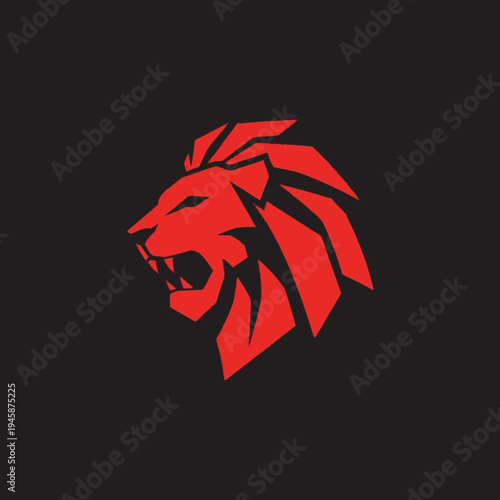 Red Lion Head Logo Graphic Design.