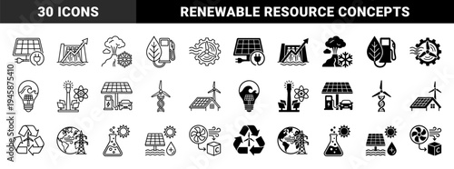 Hybrid renewable energy and ecological sustainability symbols merging solar power wind turbine hydroelectric dam and carbon capture concepts