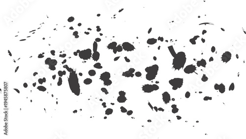 Black ink splatters on white background