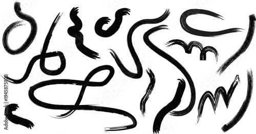 Abstract calligraphic art with black swirling lines