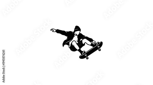 A logo for a skateboarding company featuring a skateboarder in action