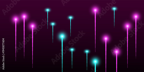 Pink Purple Blue Abstract Wallpaper. Network Technology Banner. Bright Light Nodes Elements. Artificial Intelligence Big Data Ethernet Technology Background. Fiber Optics Social Science Light Pins.