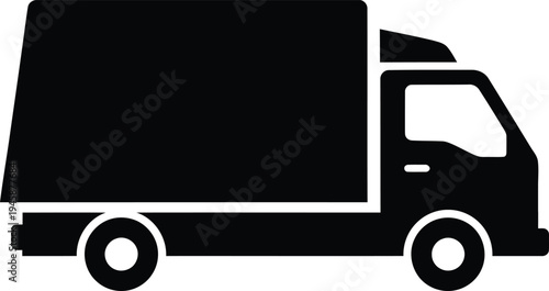Black delivery truck vector icon