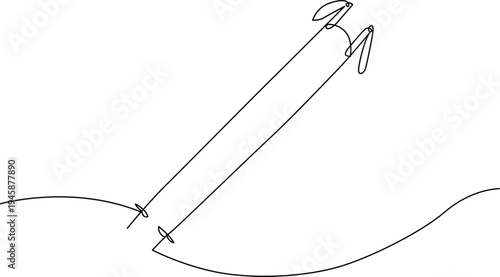 A detailed illustration of a person skiing down a snowy slope Vector