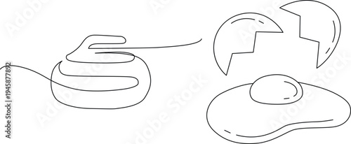 Abstract line art depicting a snake and a broken arrow on a flat surface Vector