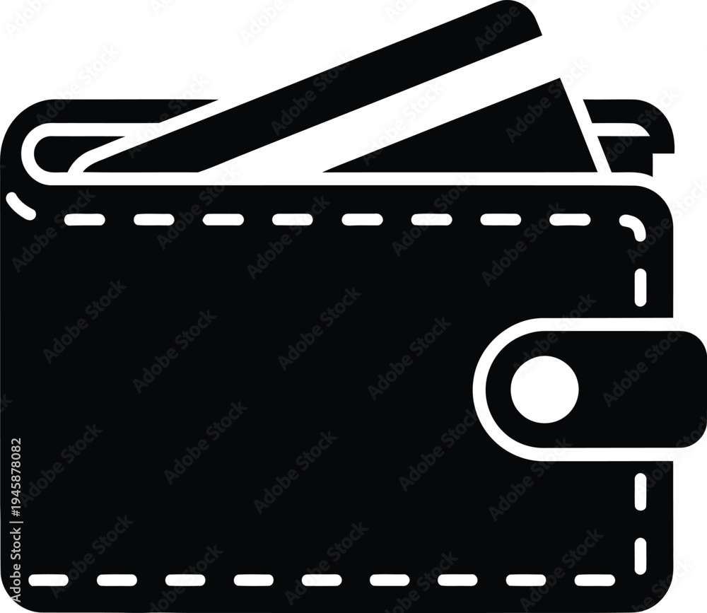 Fototapeta premium Vector black wallet icon with money