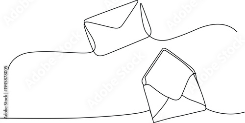Two envelopes with handwritten lines and curves in the background Vector
