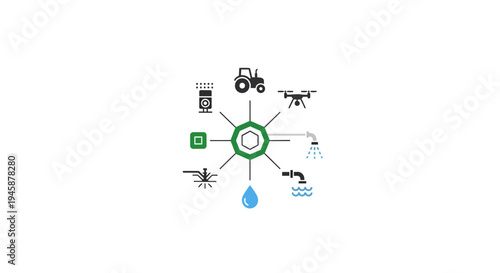 Agricultural Technology Green Circle Diagram.