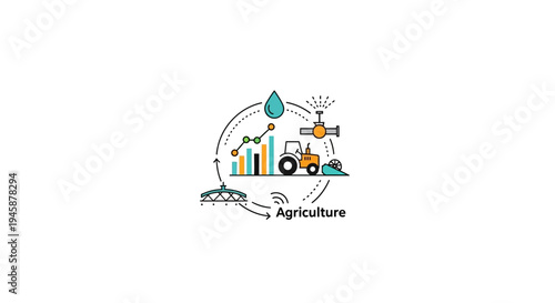 Agriculture Farm Tractor Icon Graphic.