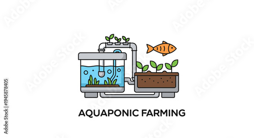 Aquaponic system with fish and plants.