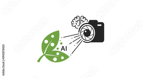 Artificial Intelligence Camera Leaf Illustration.