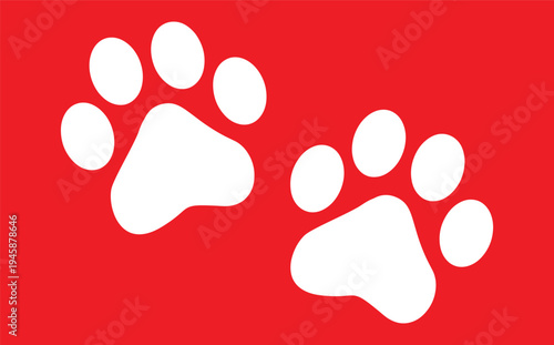 Paw Prints. Cute pets and Dogs pets paw print isolated on white background. Animal paw prints.