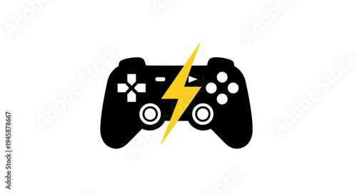 Black gaming controller with lightning.