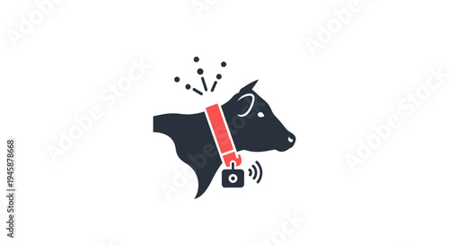 Black cow head with red collar.