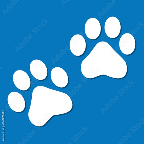 Paw Prints. Cute pets and Dogs pets paw print isolated on white background. Animal paw prints.