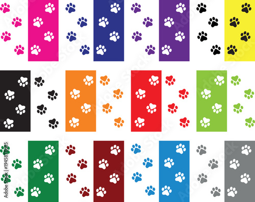 Paw Prints. Cute pets and Dogs pets paw print isolated on white background. Animal paw prints.