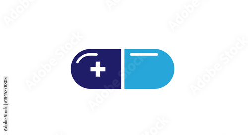 Blue and dark blue capsule pill.
