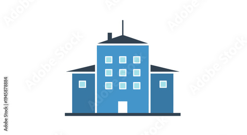 Blue Building With White Windows.