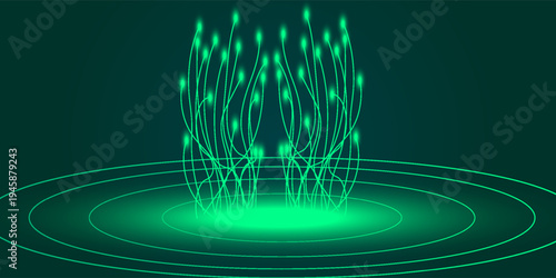 Digital Tree Network Concept Futuristic Global Data Connection and High Speed Fiber Optic Transfer. Big Data, and Artificial Intelligence (AI) Infrastructure Visualization vector design concepts.