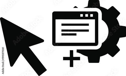 Set of 3 black web development icons vector