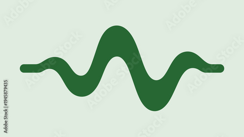 A simple dark green waveform illustration is centered on a pale green background resembling an electrocardiogram or sound wave high quality professional detailed modern elegant stylish