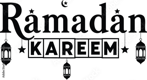 Ramadan kareem celebration with lanterns and stars