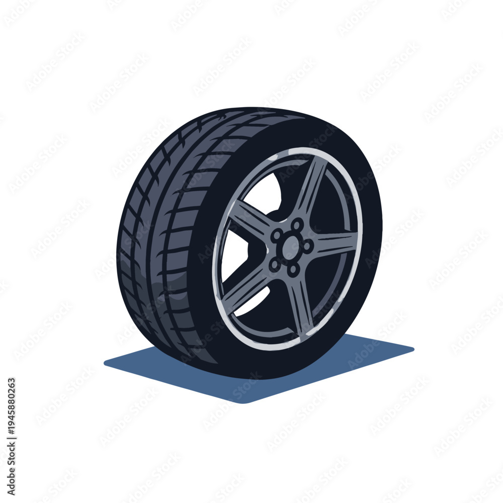 Obraz premium Single car tire illustration