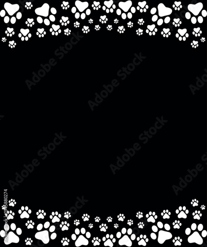 Paw Prints Background. Cute pets and Dogs pets paw print isolated on white background.