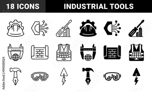 Construction and Engineering Hybrid Symbols merging industrial tools with digital technology and sustainability concepts for infrastructure development