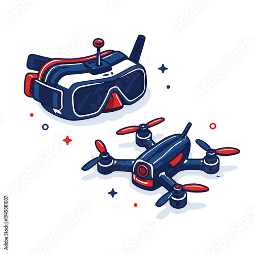 Drone with VR goggles for immersive flying experience