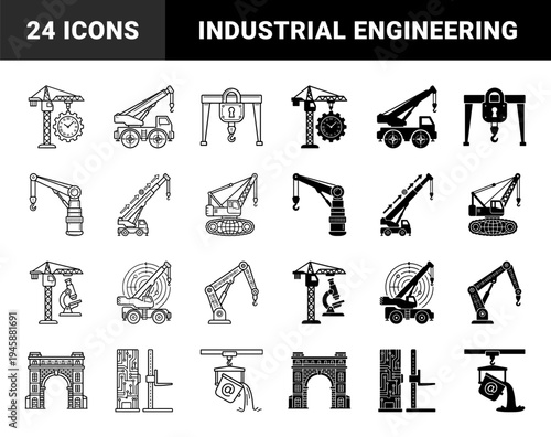 Industrial Construction Machinery Combined with Science and Digital Technology Elements in a Bold Hybrid Line and Solid Style