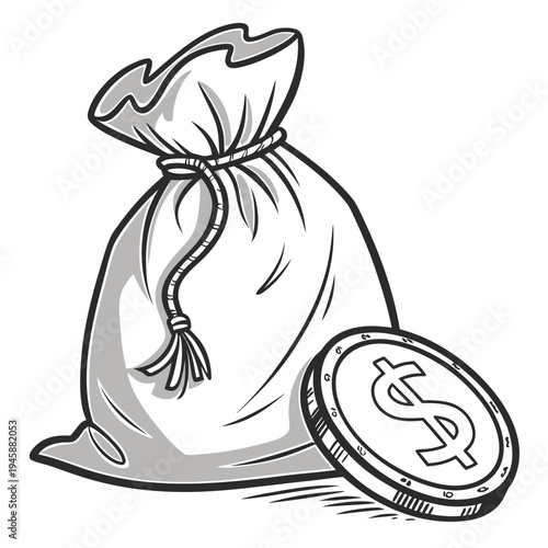 vector illustration of a bag of  Dollar., Jpg file.