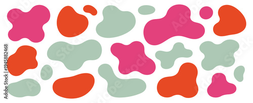 Pastel retro abstract blobs, wavy liquid organic shapes in vector format, minimal and modern design, perfect for creative text boxes, backgrounds, and contemporary graphic design projects.