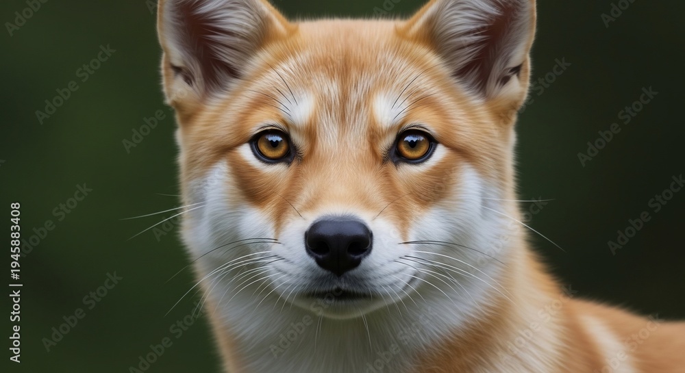 Obraz premium Close up portrait of a shiba inu dog with alert eyes and soft fur