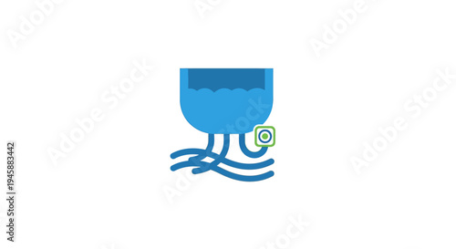 Blue funnel pouring liquid fast.