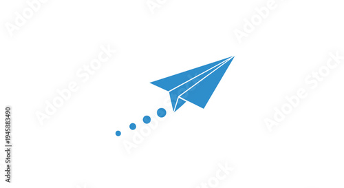 Blue Paper Airplane in Flight.