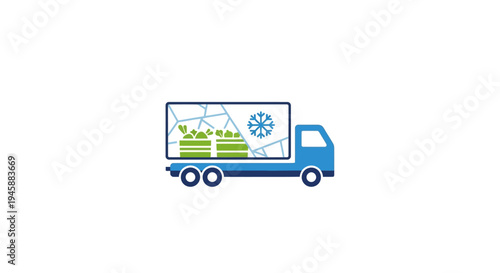 Blue Truck with Refrigerated Trailer.
